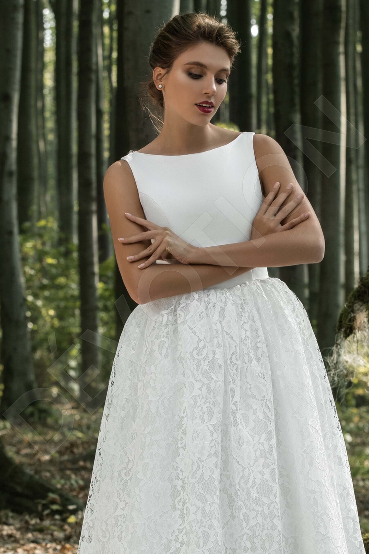 Jerusha Illusion back A-line Sleeveless Wedding Dress 4