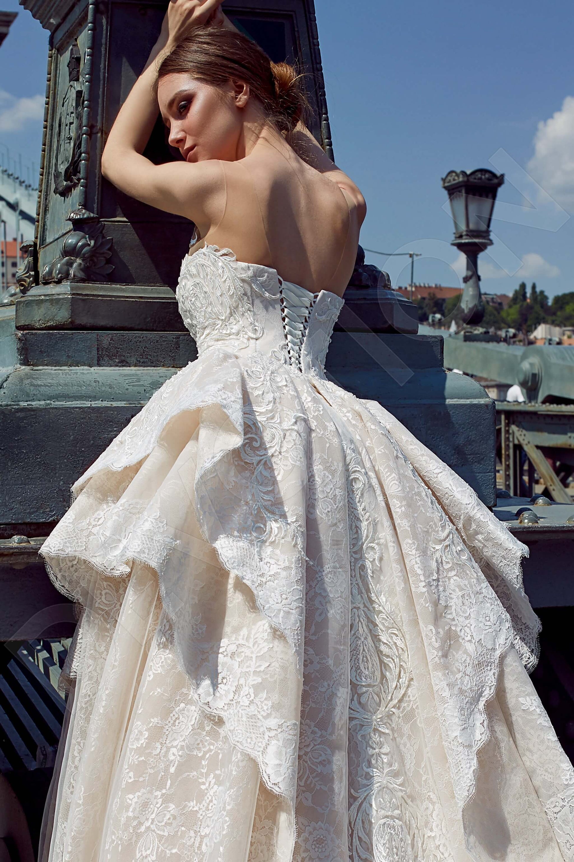 Filana Princess/Ball Gown Boat/Bateau Powder Milk Wedding dress