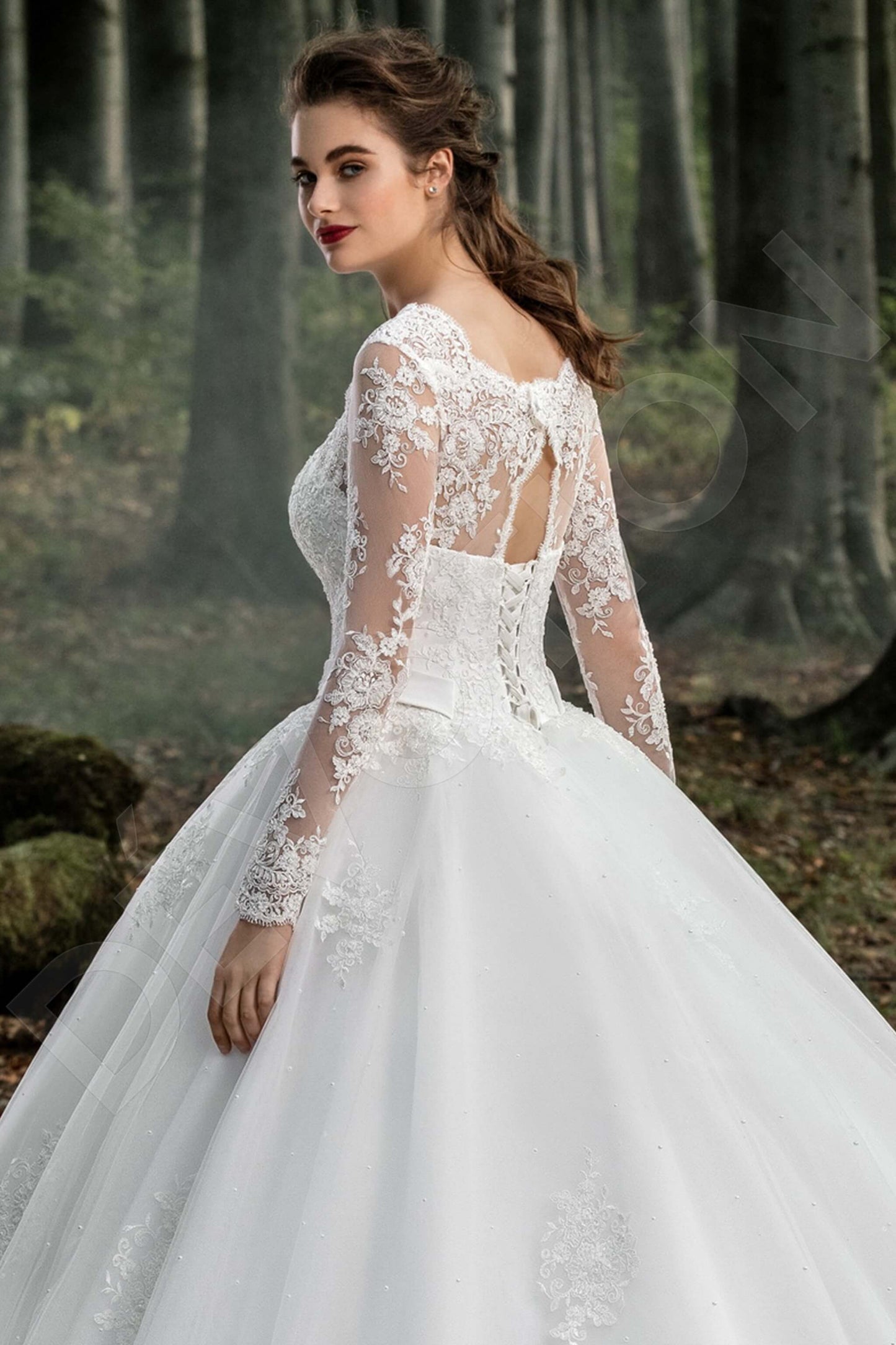 Katherina Open back Princess/Ball Gown Long sleeve Wedding Dress 4