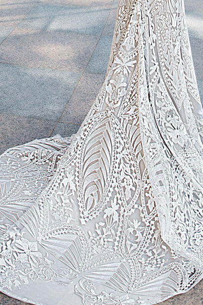 Saniya Trumpet/Mermaid Long sleeve Open back Wedding Dress 6