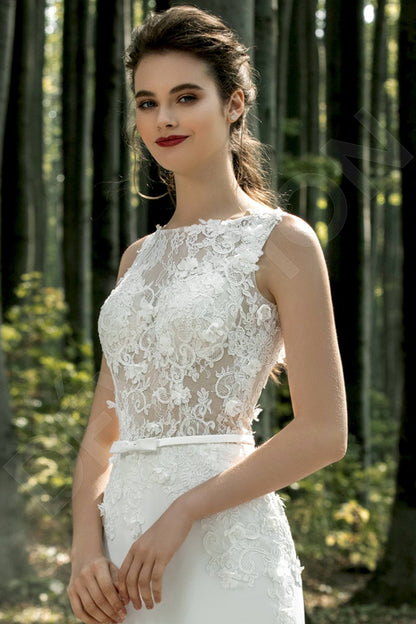 Jessa Illusion back Sheath/Column Sleeveless Wedding Dress 2