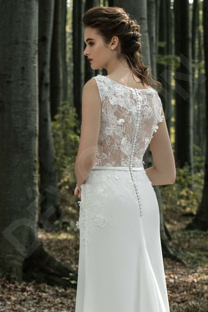 Jessa Illusion back Sheath/Column Sleeveless Wedding Dress 3