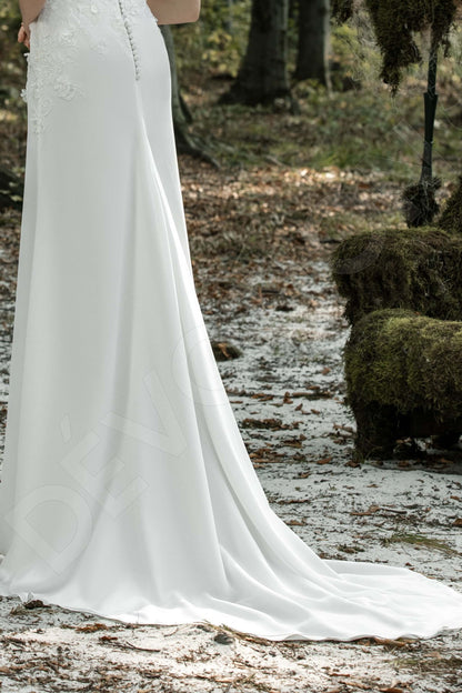Jessa Illusion back Sheath/Column Sleeveless Wedding Dress 6