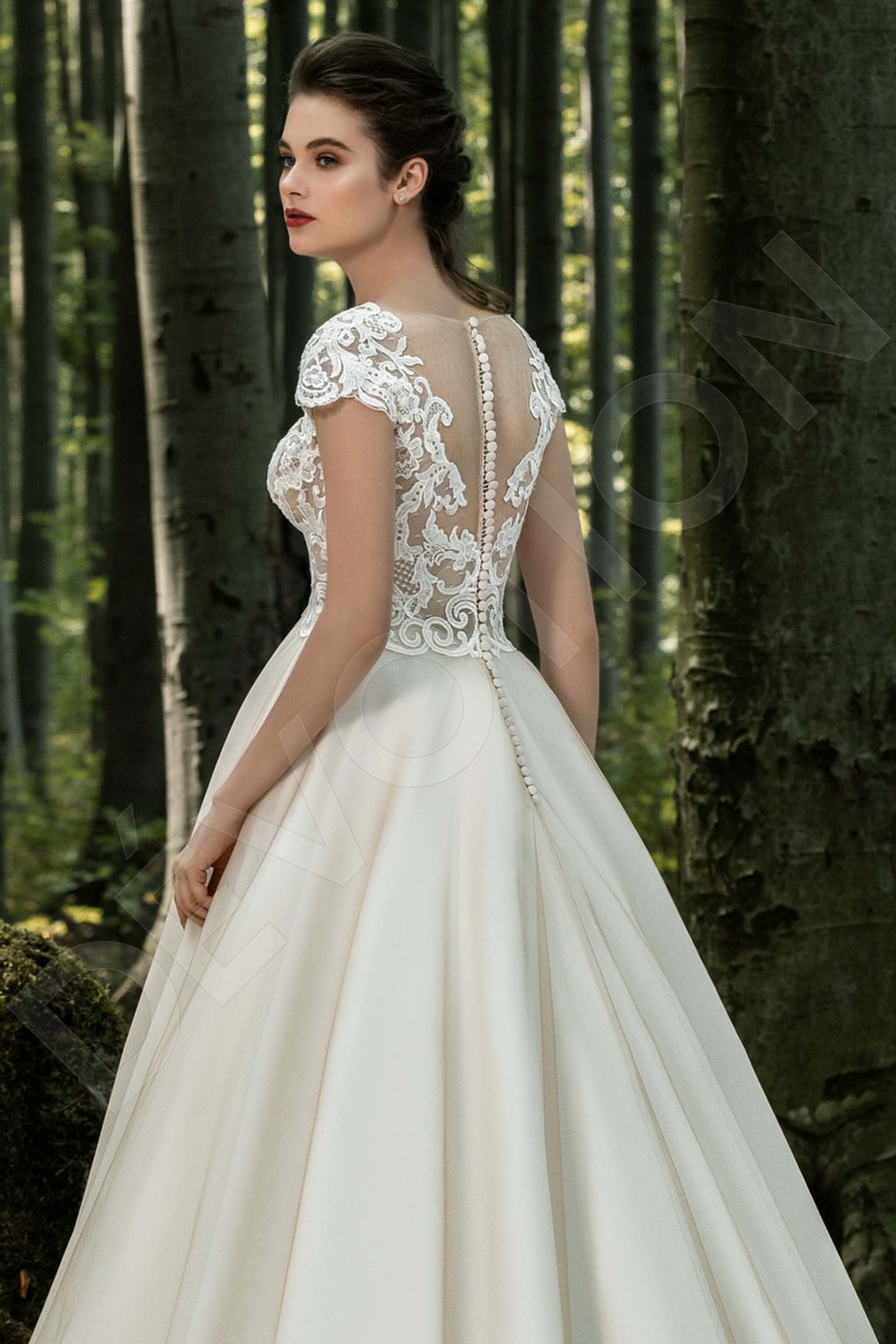 Sidra Illusion back A-line Short/ Cap sleeve Wedding Dress 4