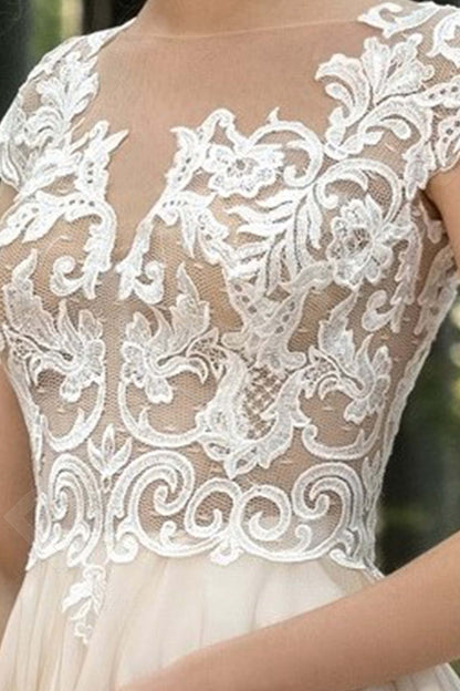 Sidra Illusion back A-line Short/ Cap sleeve Wedding Dress 5