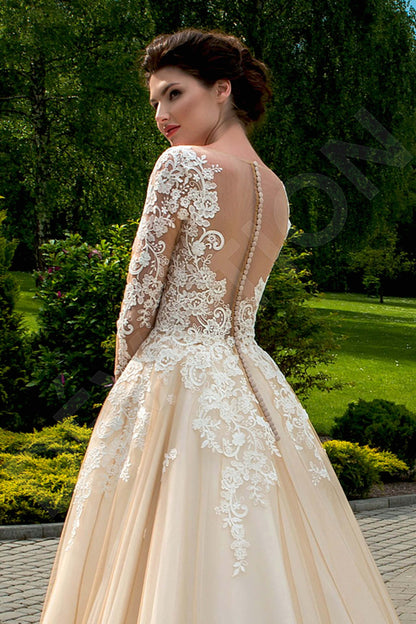 Dallacy Illusion back A-line 3/4 sleeve Wedding Dress 5