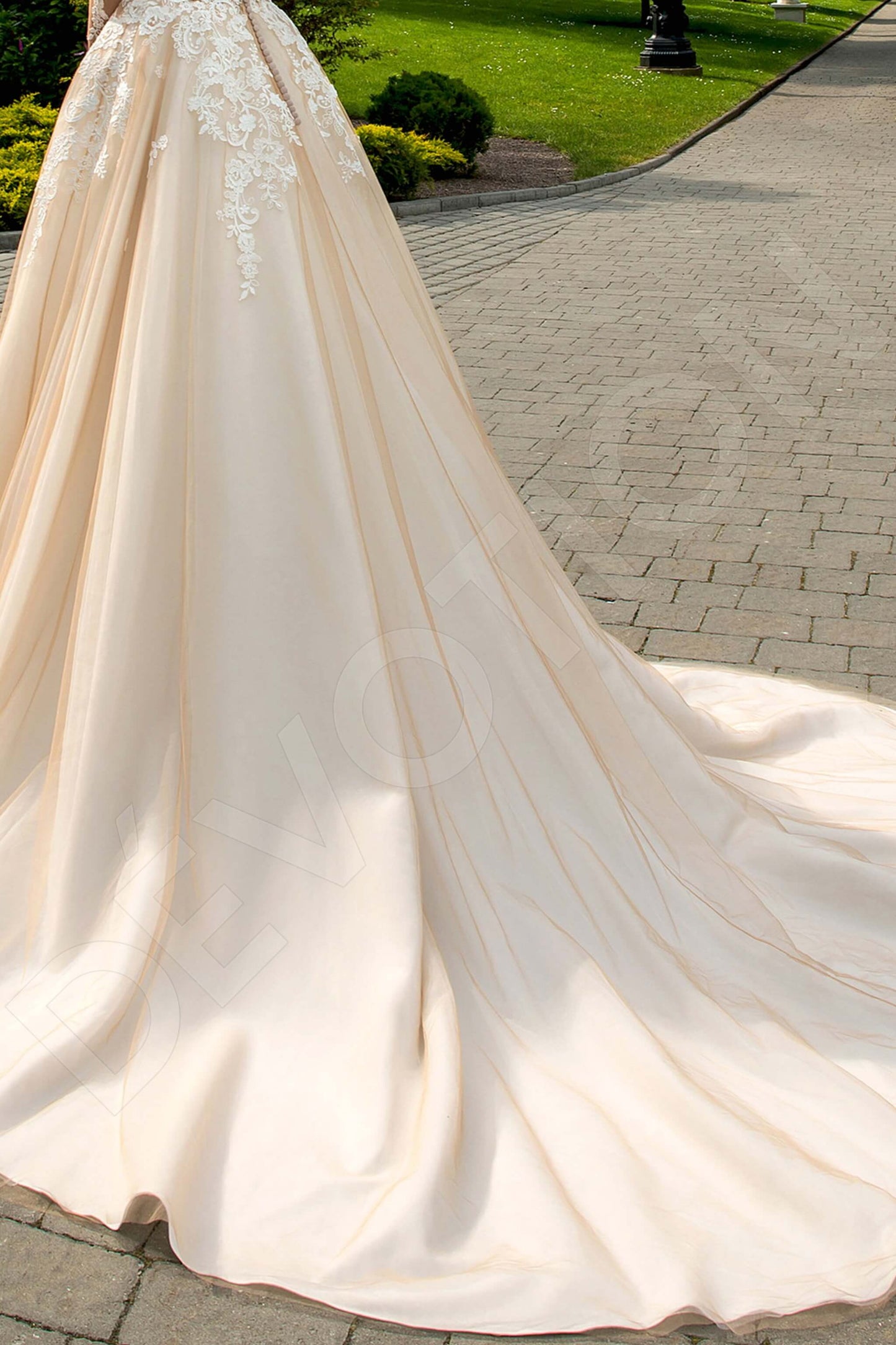 Dallacy Illusion back A-line 3/4 sleeve Wedding Dress 6