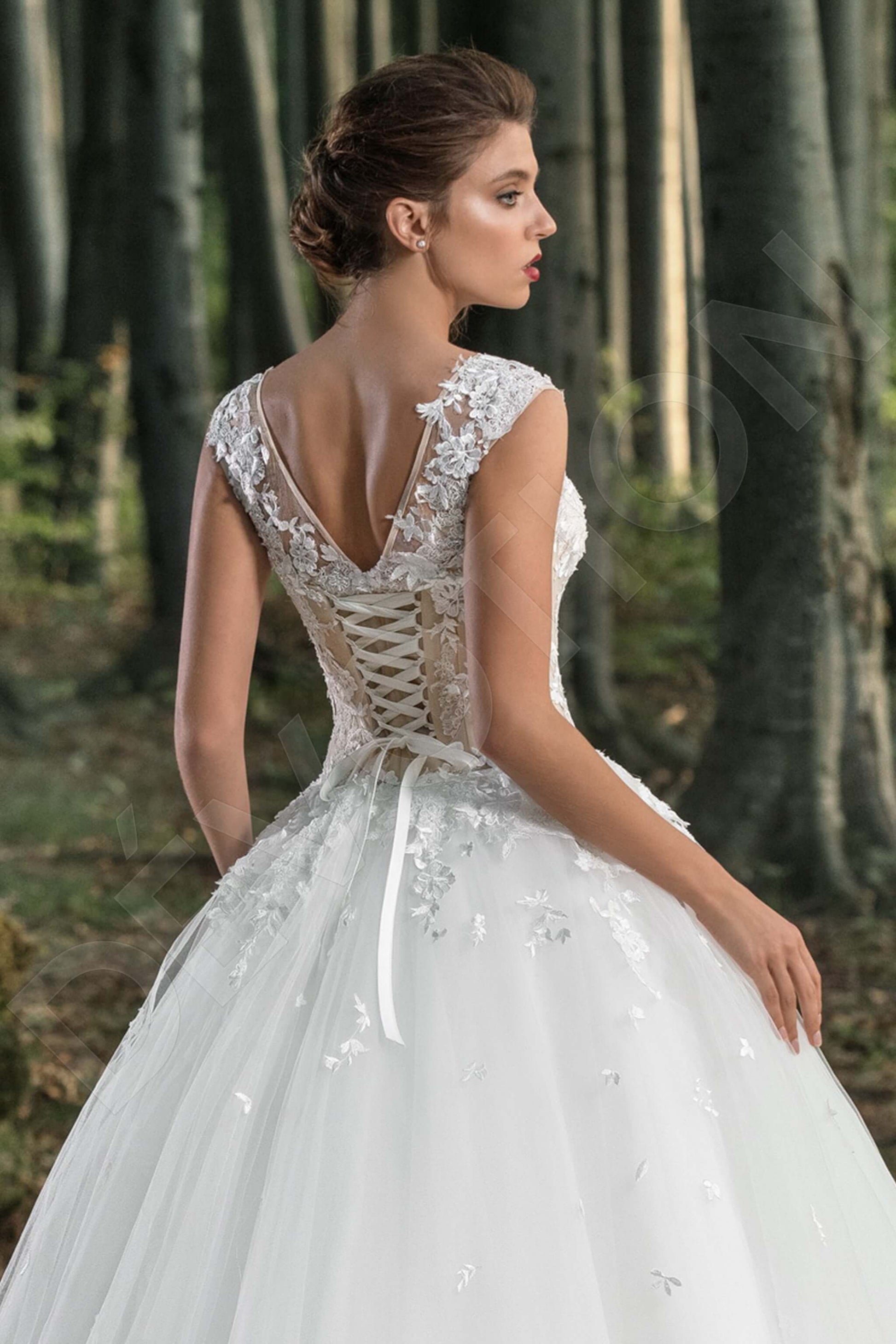 Sabra Princess/Ball Gown V-neck Milk Wedding dress
