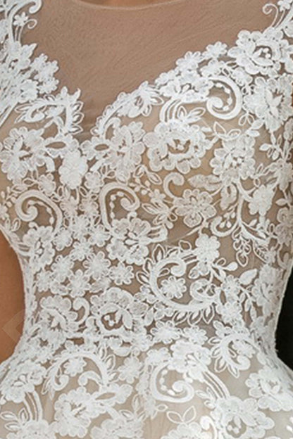 Clementina Illusion back A-line Short/ Cap sleeve Wedding Dress 4