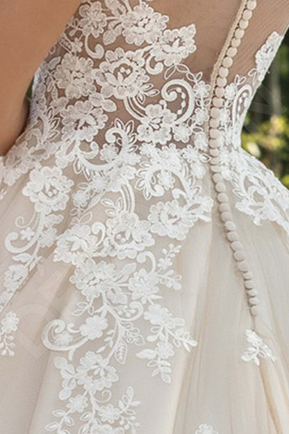 Clementina Illusion back A-line Short/ Cap sleeve Wedding Dress 5