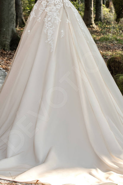 Clementina Illusion back A-line Short/ Cap sleeve Wedding Dress 6