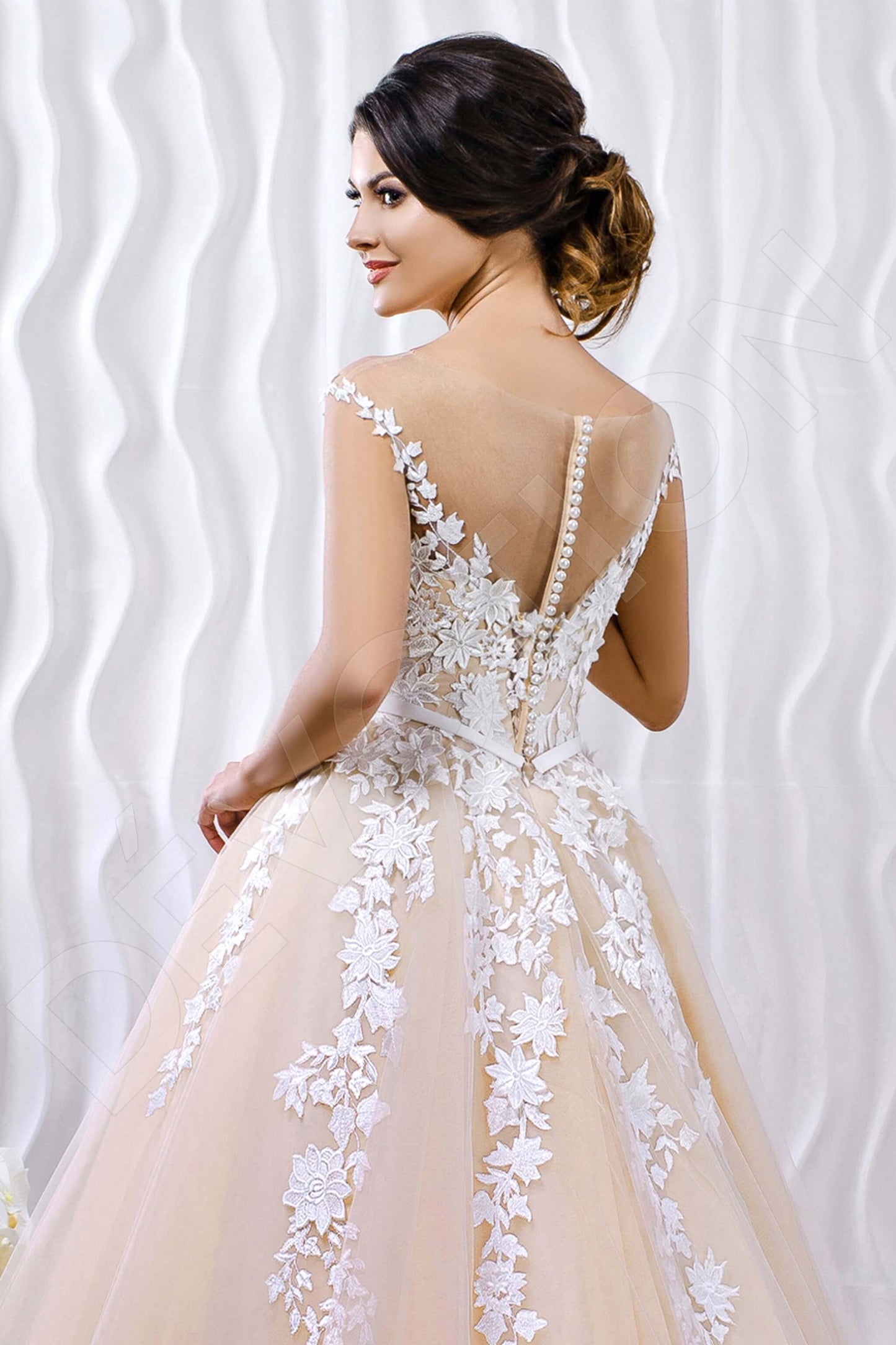 Dalma Illusion back Princess/Ball Gown Short/ Cap sleeve Wedding Dress 3