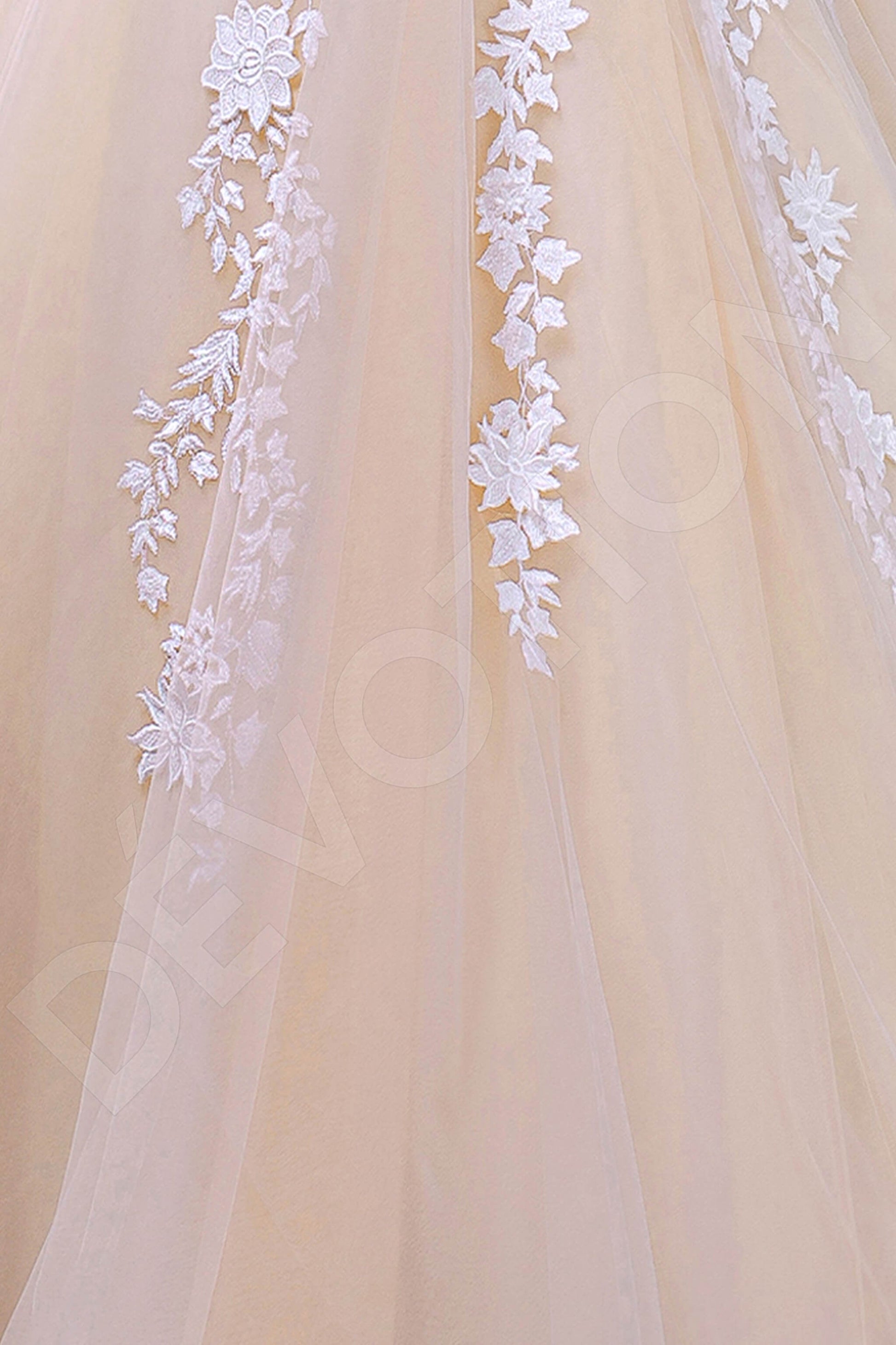 Dalma Princess/Ball Gown Illusion Peach Ivory Wedding dress