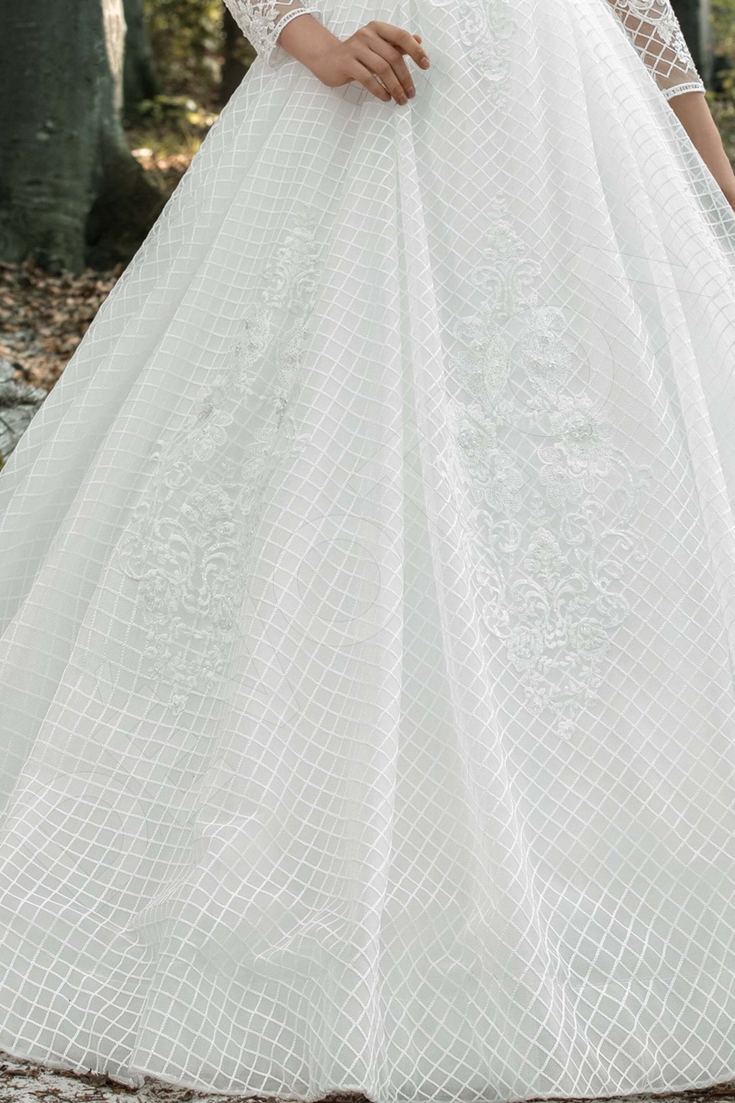 Satina Illusion back A-line Long sleeve Wedding Dress 6