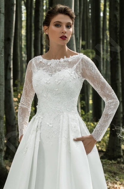 Eugenia Full back A-line Long sleeve Wedding Dress 7