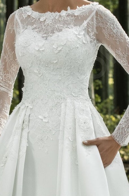 Eugenia Full back A-line Long sleeve Wedding Dress 5