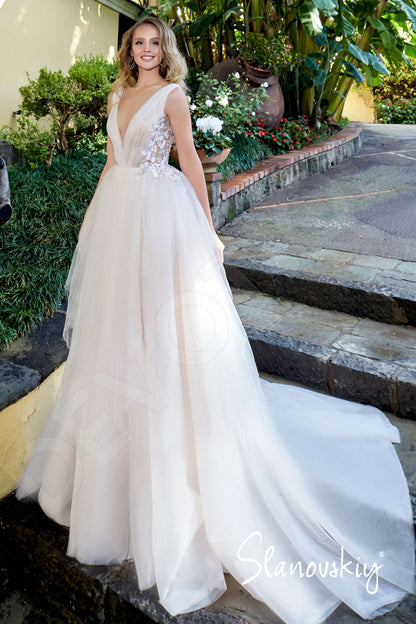 Marketta Open back A-line Sleeveless Wedding Dress Front