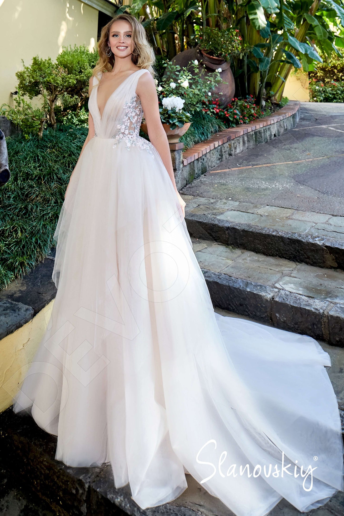Marketta Open back A-line Sleeveless Wedding Dress Front