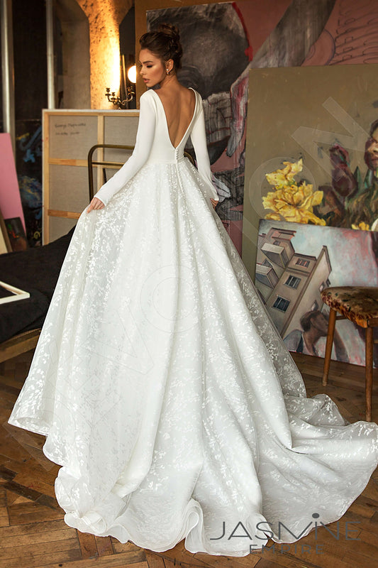 Boho Goddess Chiffon A-Line Wedding Dress with Detachable Long Sleeves