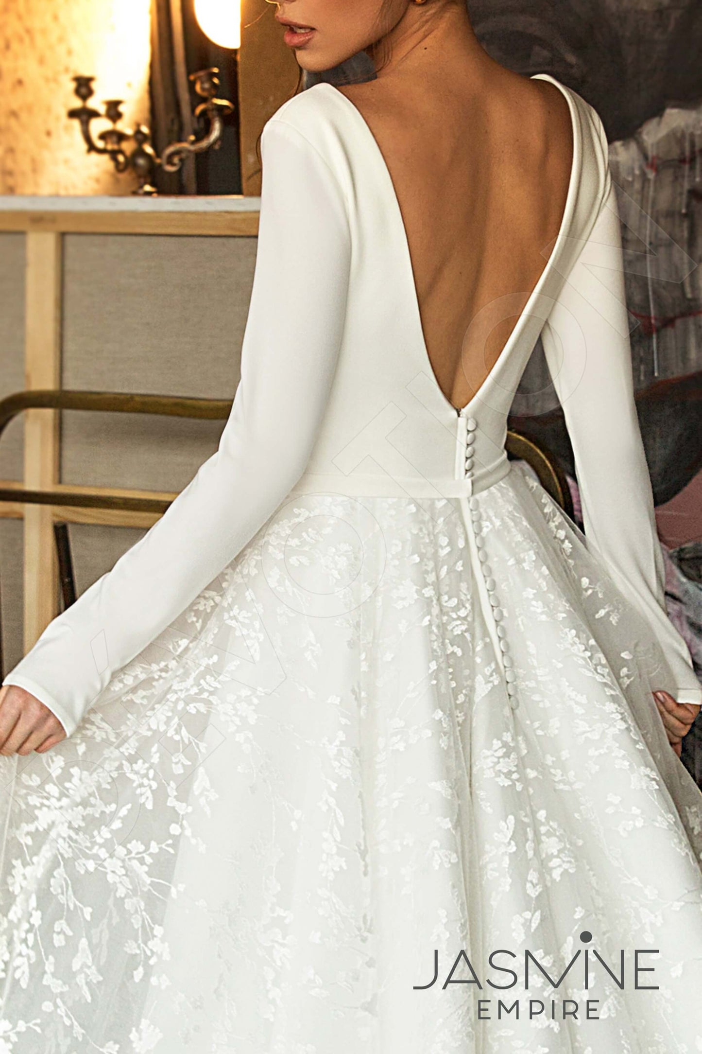 Bonna Open back A-line Long sleeve Wedding Dress 5