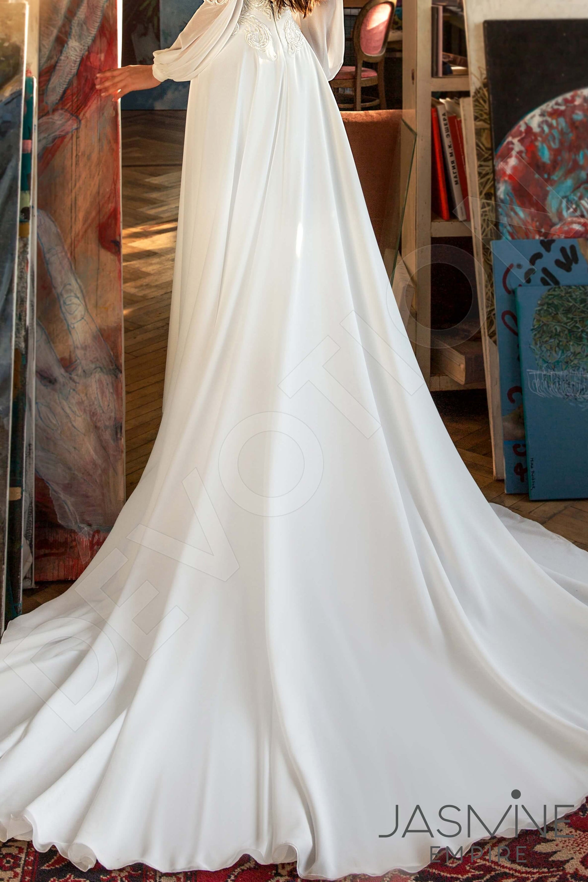 Mia A-line Boat/Bateau Milk Wedding dress