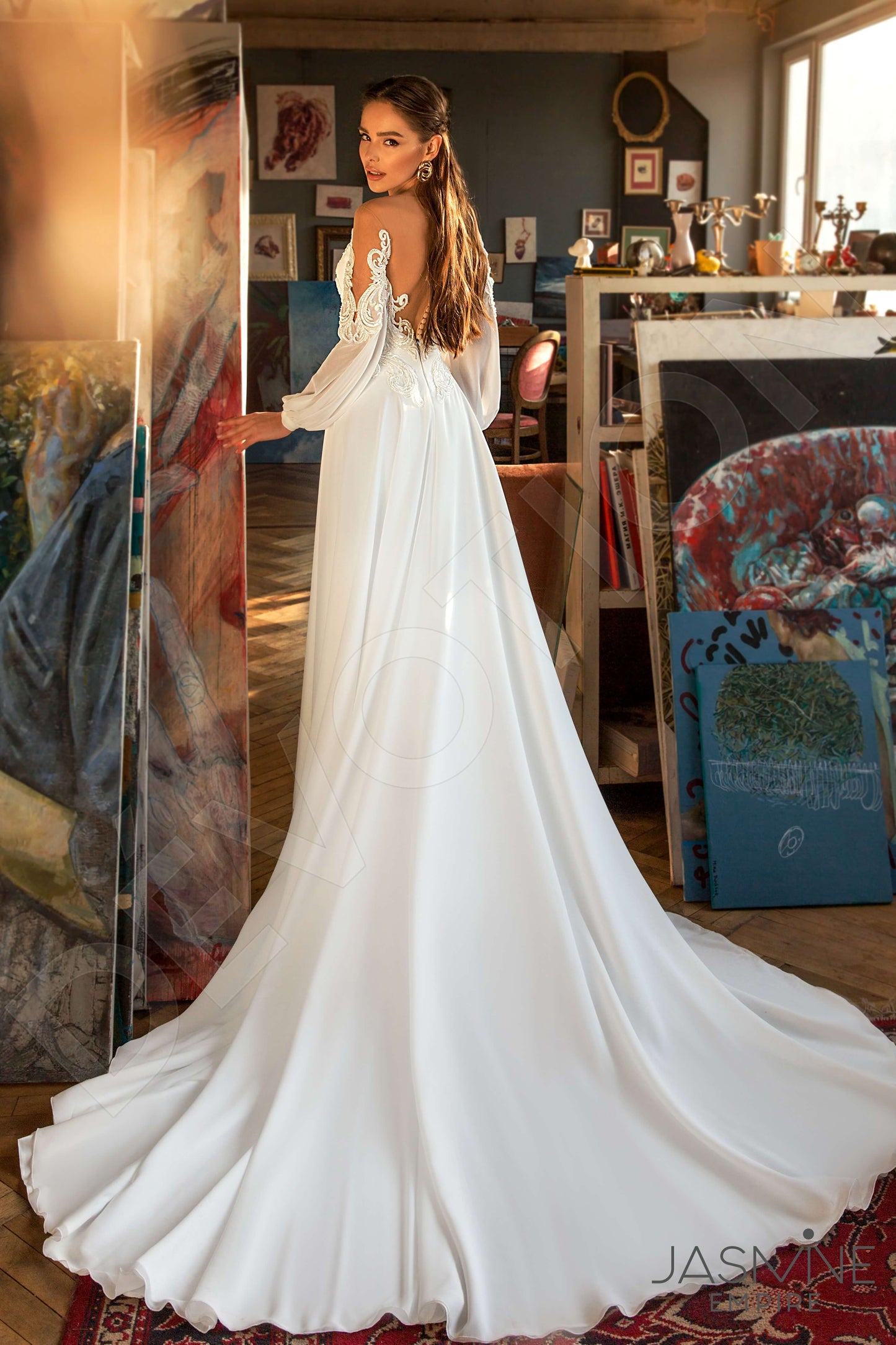Mia Illusion back A-line Long sleeve Wedding Dress 7