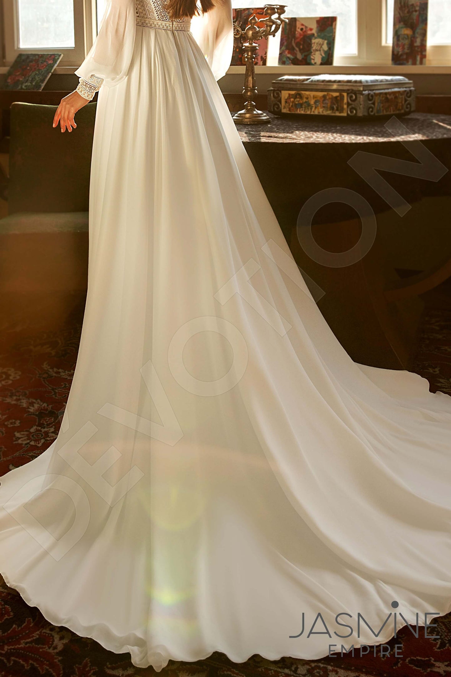Shelly Open back A-line Long sleeve Wedding Dress 5