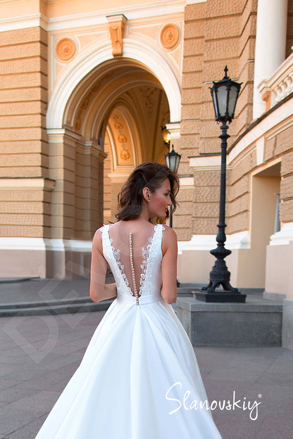 Estemiria Illusion back A-line Sleeveless Wedding Dress 5