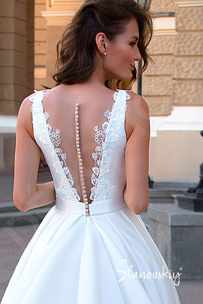 Estemiria Illusion back A-line Sleeveless Wedding Dress 3