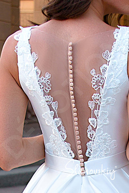 Estemiria Illusion back A-line Sleeveless Wedding Dress 6