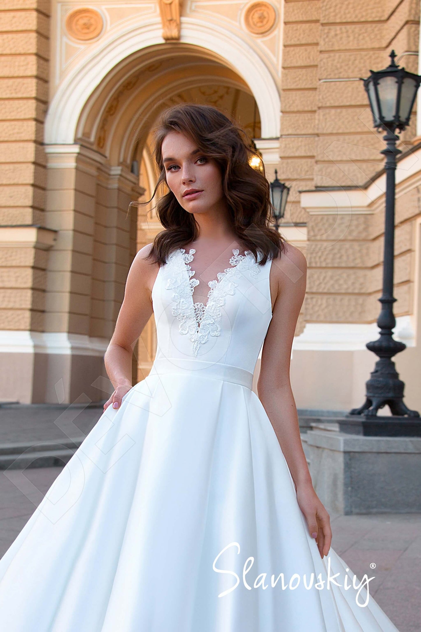 Estemiria Illusion back A-line Sleeveless Wedding Dress 7