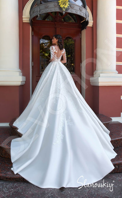 Demetra Illusion back A-line 3/4 sleeve Wedding Dress Back