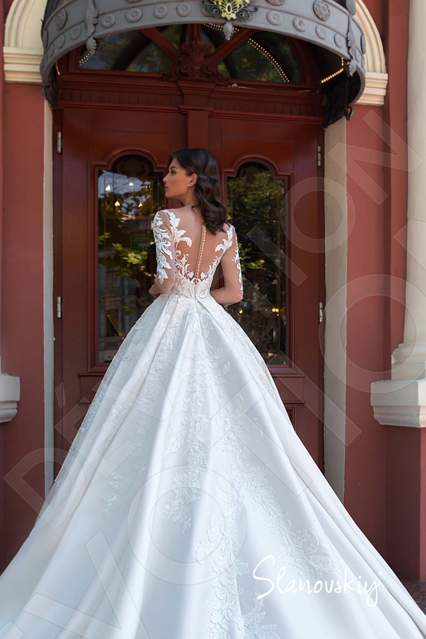 Demetra Illusion back A-line 3/4 sleeve Wedding Dress 2