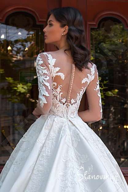 Demetra Illusion back A-line 3/4 sleeve Wedding Dress 3