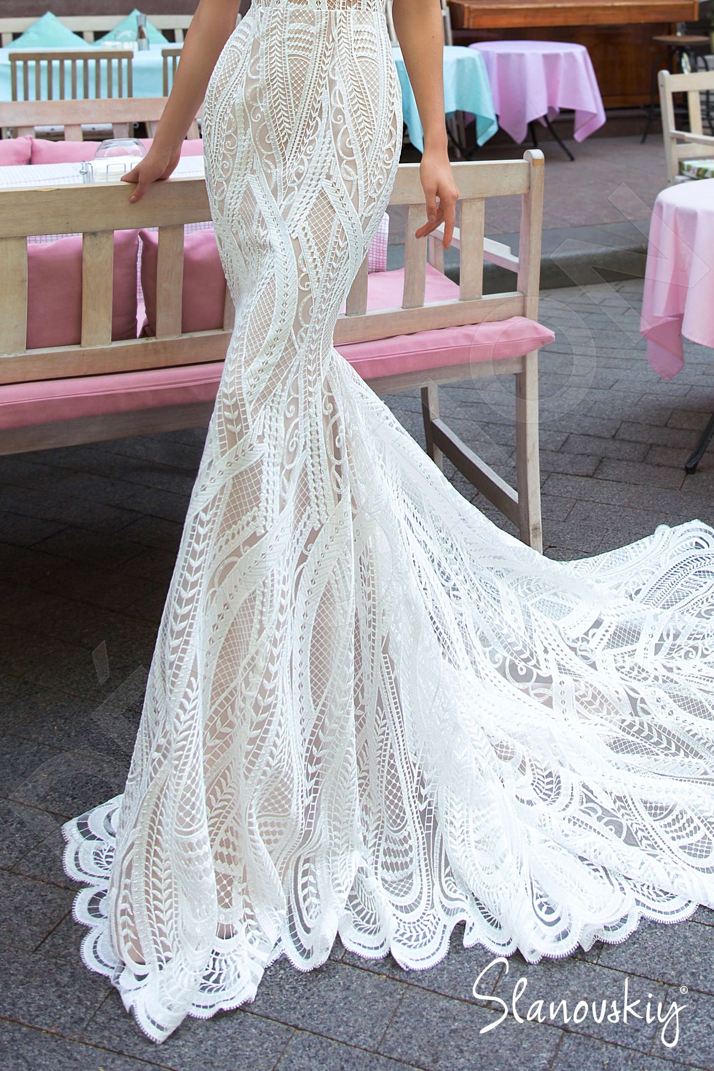 Kiona Full back Trumpet/Mermaid Sleeveless Wedding Dress 3