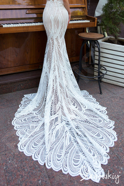Kiona Full back Trumpet/Mermaid Sleeveless Wedding Dress 5