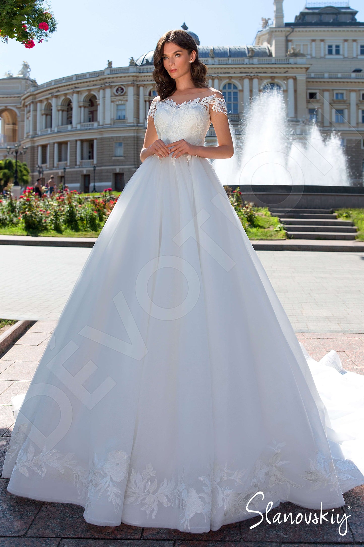 Manuela Full back Princess/Ball Gown Short/ Cap sleeve Wedding Dress Front