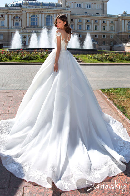 Manuela Full back Princess/Ball Gown Short/ Cap sleeve Wedding Dress Back