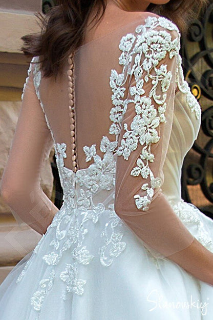 Manella Illusion back Princess/Ball Gown 3/4 sleeve Wedding Dress 4