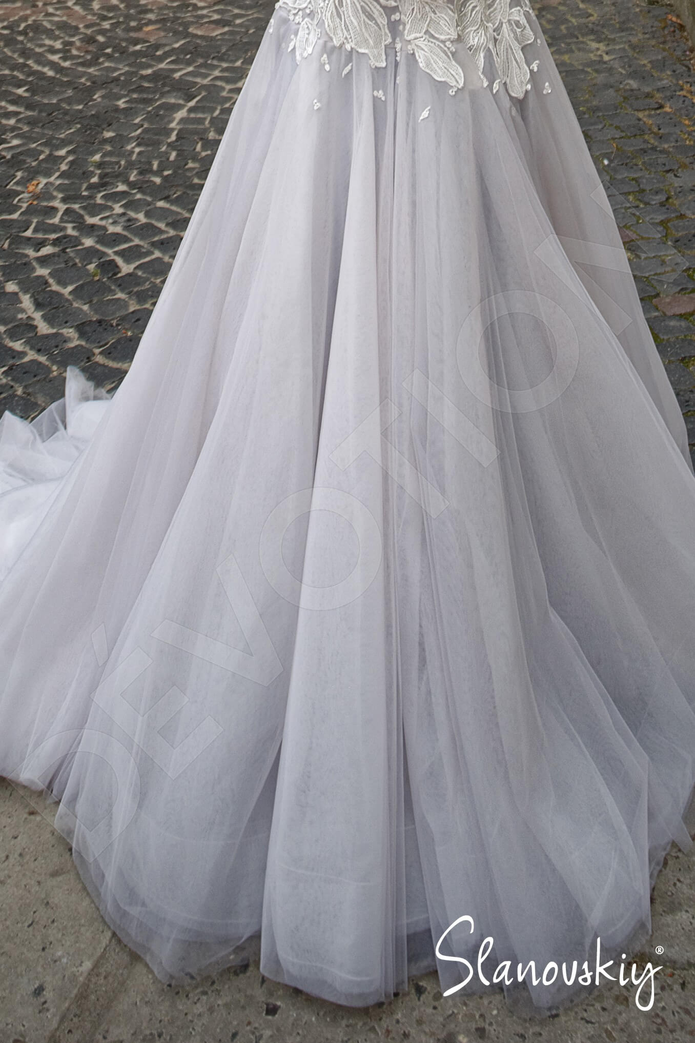 Joseline Illusion back A-line Long sleeve Wedding Dress 4