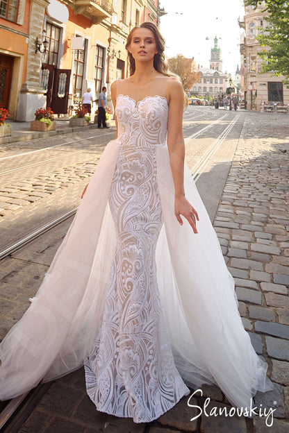 Drina Illusion back A-line Sleeveless Wedding Dress Front