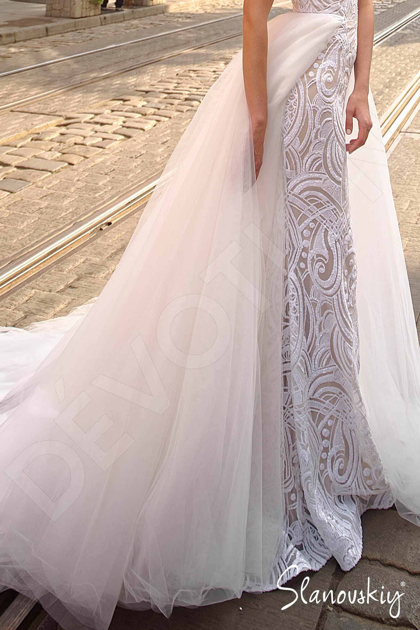 Drina Illusion back A-line Sleeveless Wedding Dress 5