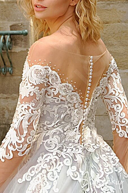 Vicky Illusion back Princess/Ball Gown 3/4 sleeve Wedding Dress 5