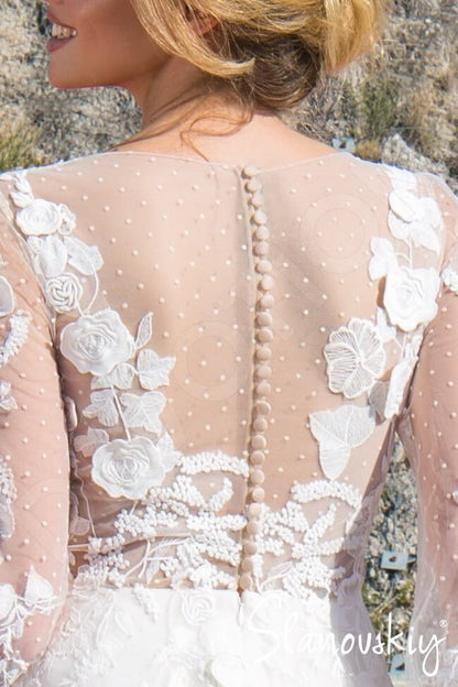 Rindia Full back A-line Long sleeve Wedding Dress 6