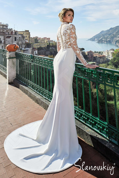 Ottavia Full back Trumpet/Mermaid Long sleeve Wedding Dress Back