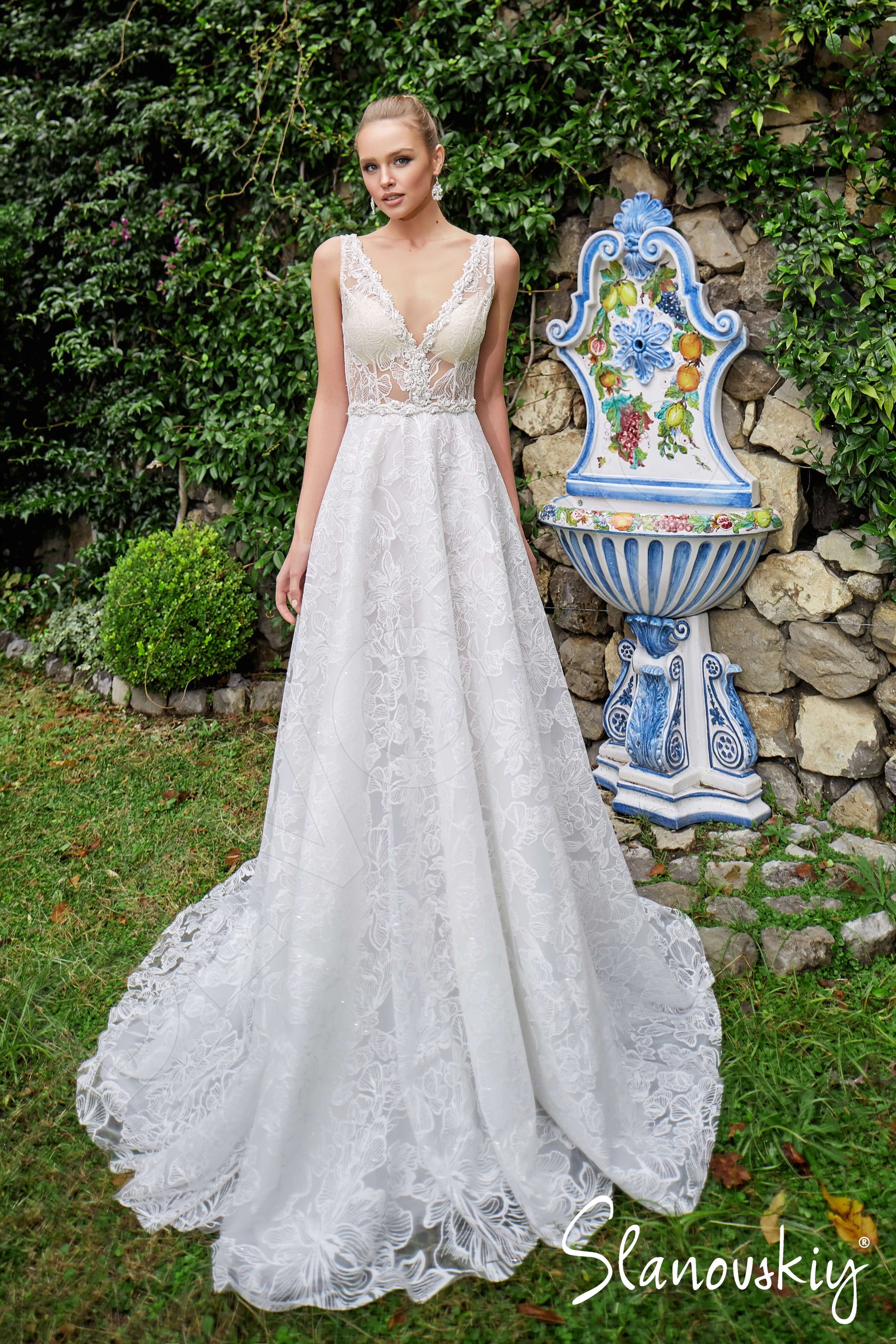 Batilda A-line V-neck Ivory Wedding dress
