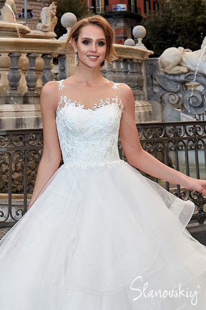 Elania Illusion back Princess/Ball Gown Sleeveless Wedding Dress 2