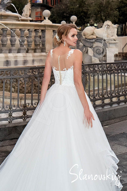 Elania Illusion back Princess/Ball Gown Sleeveless Wedding Dress 4