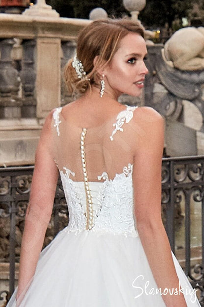 Elania Illusion back Princess/Ball Gown Sleeveless Wedding Dress 5
