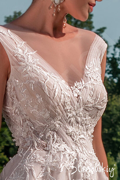 Acacia Full back A-line Short/ Cap sleeve Wedding Dress 3
